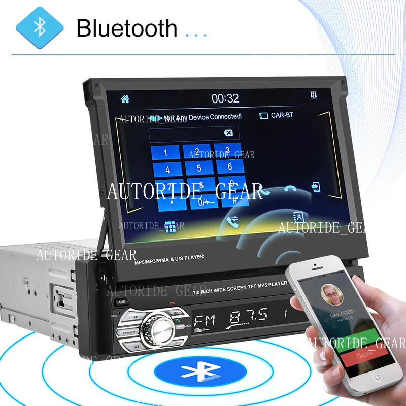 Podofo Carplay Android Auto 1Din Car Radio Utor28 New Universally 7 2025 Retractable Multimedia Mp5 Player 1 DIN Head Unit Stereo Receiver BT