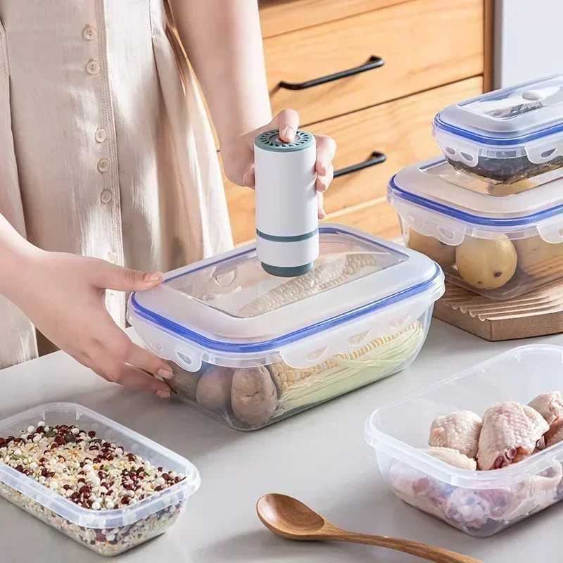 Vacuum Food Containers Microwave Safe Storage Box FreshKeeping Sealing Box Transparent Storage Container Fridge Food Dispenser C251008