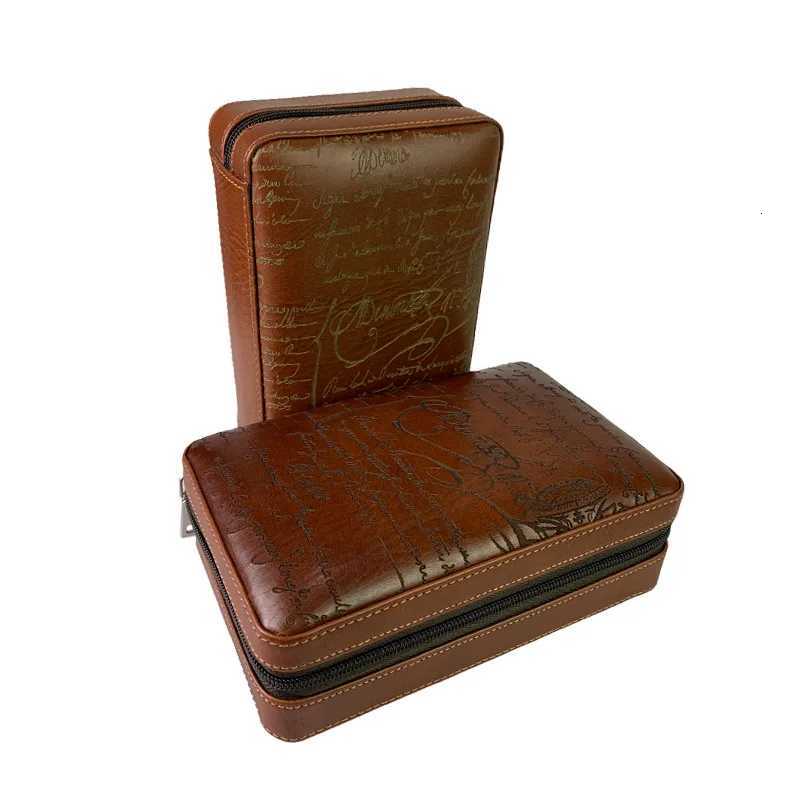 Portable Humidor Cigar Box Travel Cigar Case Leather Cedar Wood Smoking Accessories Y251008