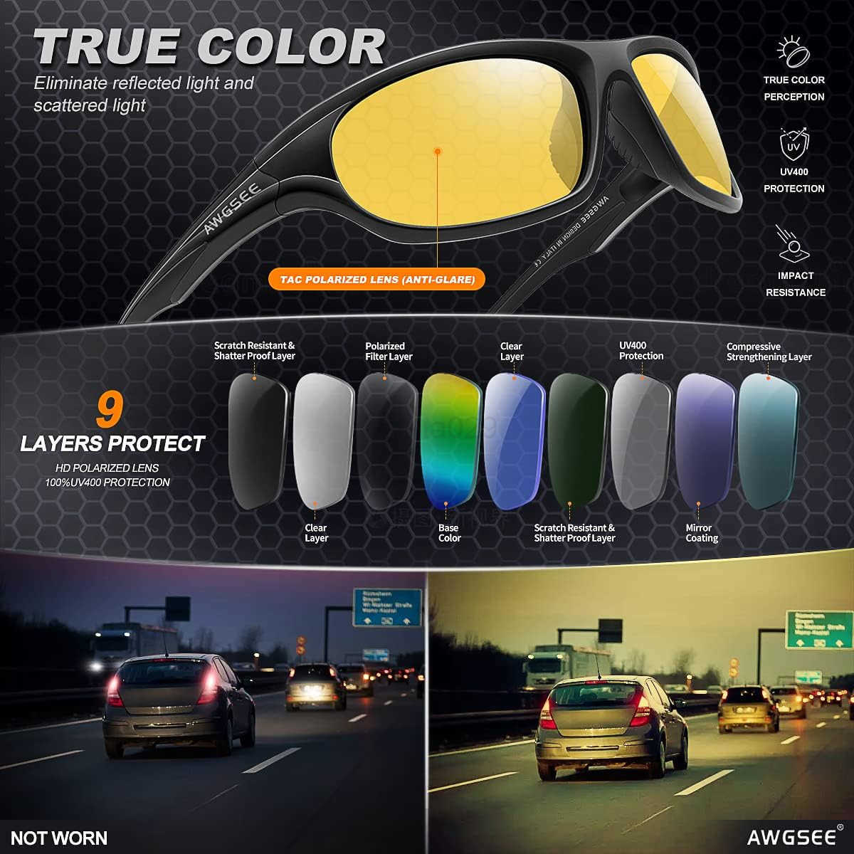 Polarized Sports Sunglasses for MenTR90 Unbreakable Frame Sunglasses for Fishing Driving Cycling UV400 Protection W251008
