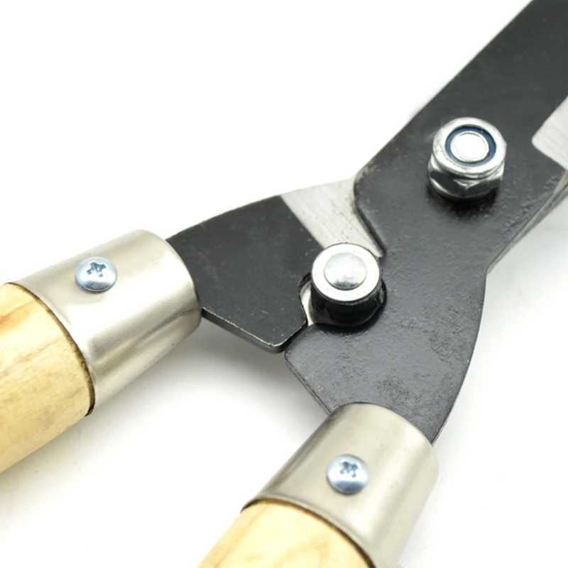 Garden Hedge Shear Heavy Duty Pruning Shear for Trimming Borders Bushes Manual Hedge Scissor with Wooden Handle J251121
