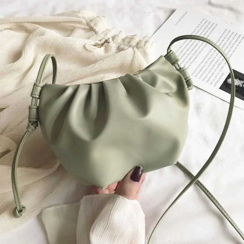 Women Single Shoulder Bag Fashion Solid Color Crossbody Bag Female Pleated Design Ladies Handbag Mini Cloud Bag For GirlT251007
