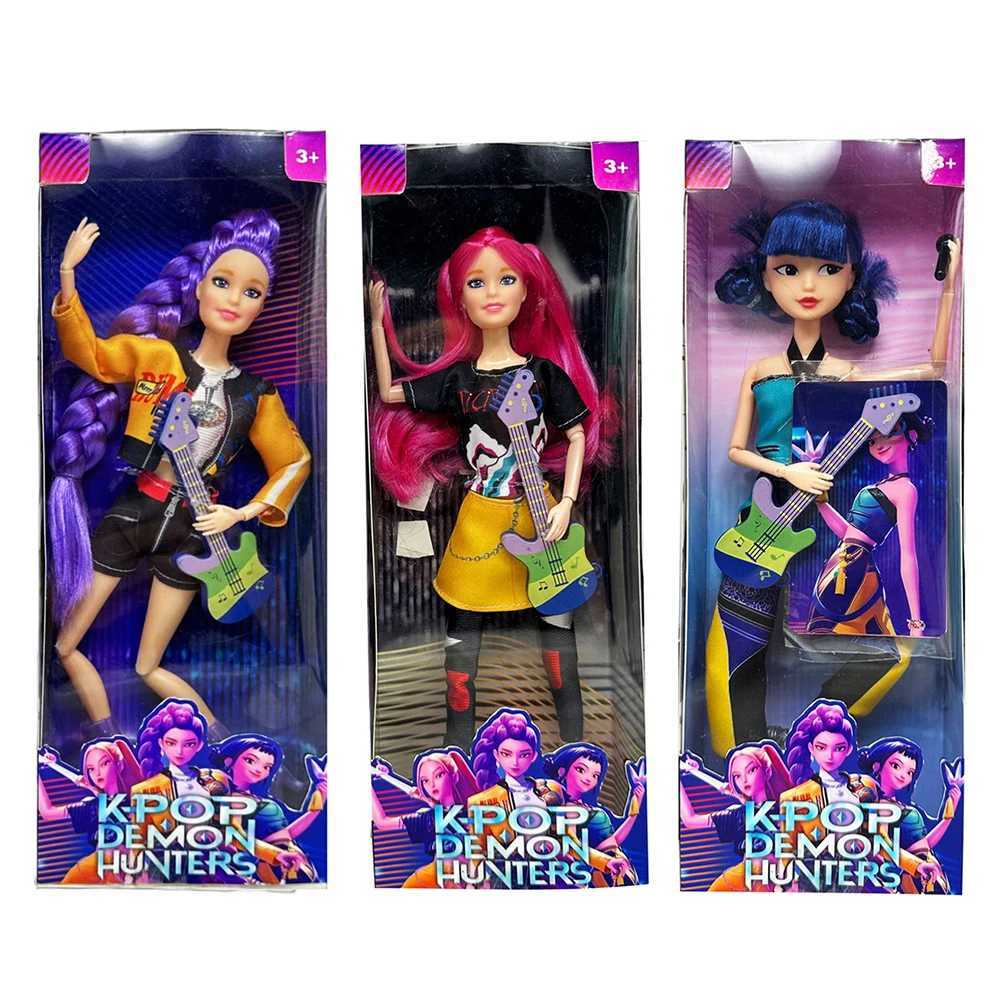 NEW Anime KPop Demon Hunters Doll Vinyl Toy Rumi Mira zoi Character Hands and feet can swing doll Fan Club Colorful lights GiftsJ251008