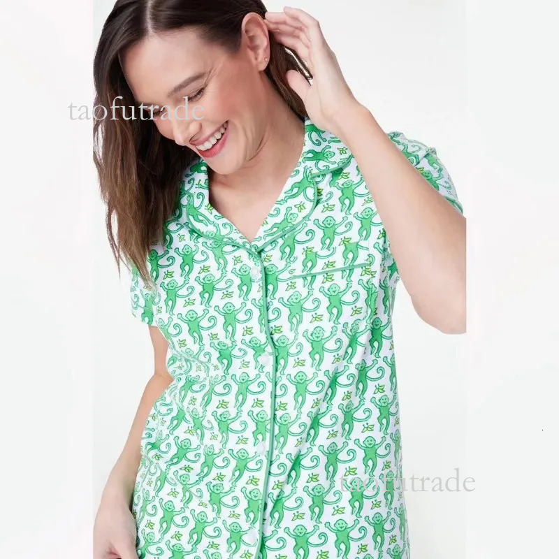 Rollers Rabbits Pjs Set Women's Sleepwear Home Suit Monkey Print Polo Casual Suit Pajamas Women's Pajama Set - Cute 2-Piece Pj Shorts Set dcd