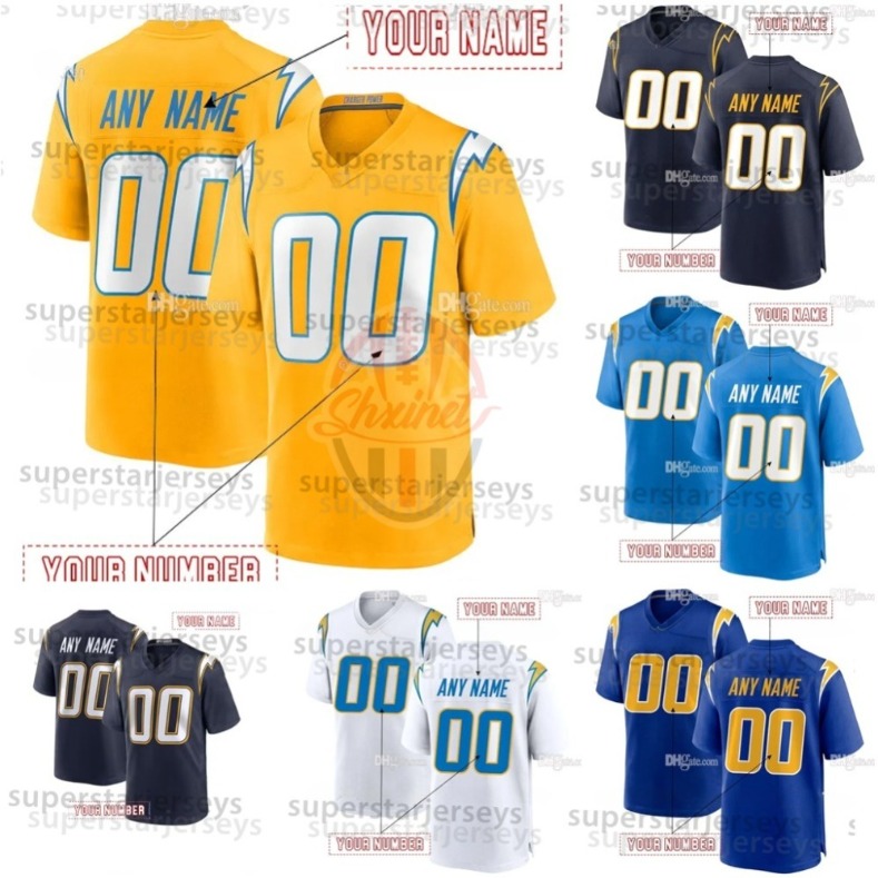 In Stock Justin Herbert 10 Omarion Hampton 8 Ladd McConkey 15 Cities Football Jerseys 8 Herbert 27 Dobbins 28 Haskins Custom Any Letter Number Name dfdMen Women Youth