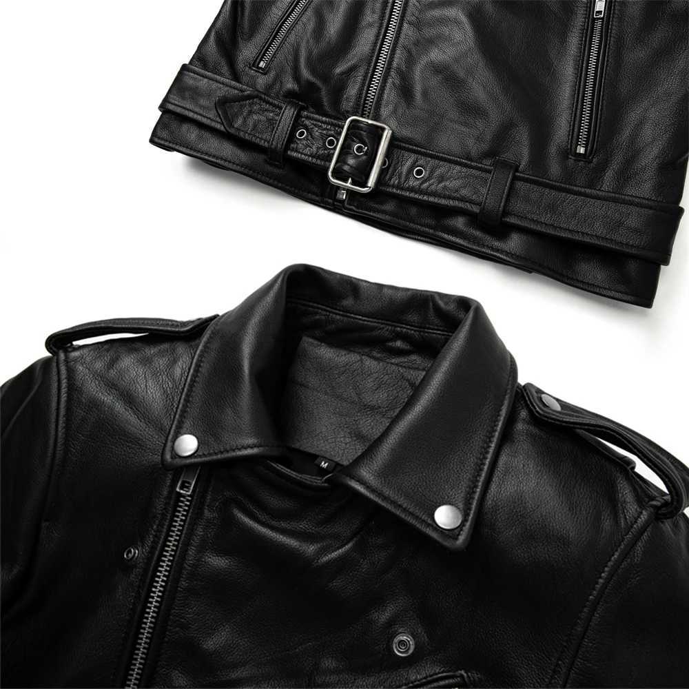 Motorcycle Jacket Mens Genuine Leather Cowhide Jacket Spring And Autumn Windproof And Scratch Resistant Offroad Knight Jacket J251008