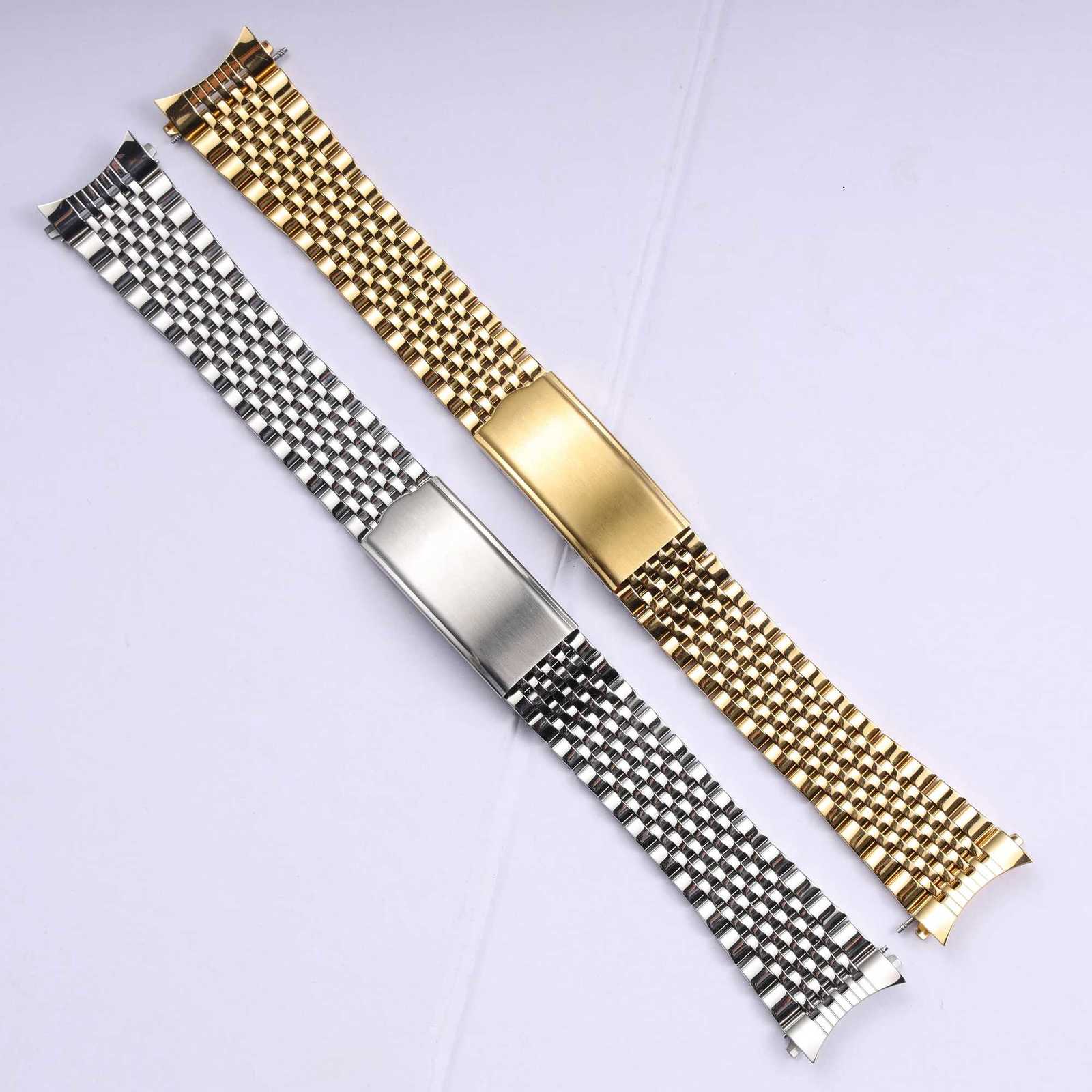 181920mm Curved End Solid Stainless Steel Watch Band for Omega Seamaster De Ville Vintage Strap Retro Link Beads of BraceletXJ251009