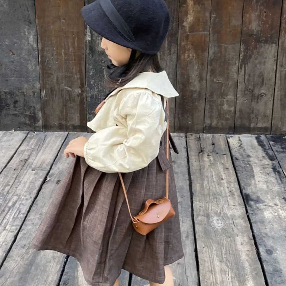 Fashion PU Leather Mini Crossbody Bag Solid Color Small Kids Shoulder Bag Horizontal Coin PurseT251007