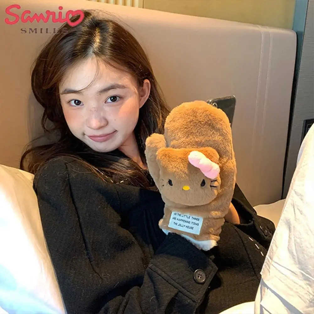 Sanrio Hello Kitty Winter Plush Gloves Kawaii Cartoon Soft Thicken Warm Doll Halter Neck Girl Student Cute Festival Gift Soft L251008