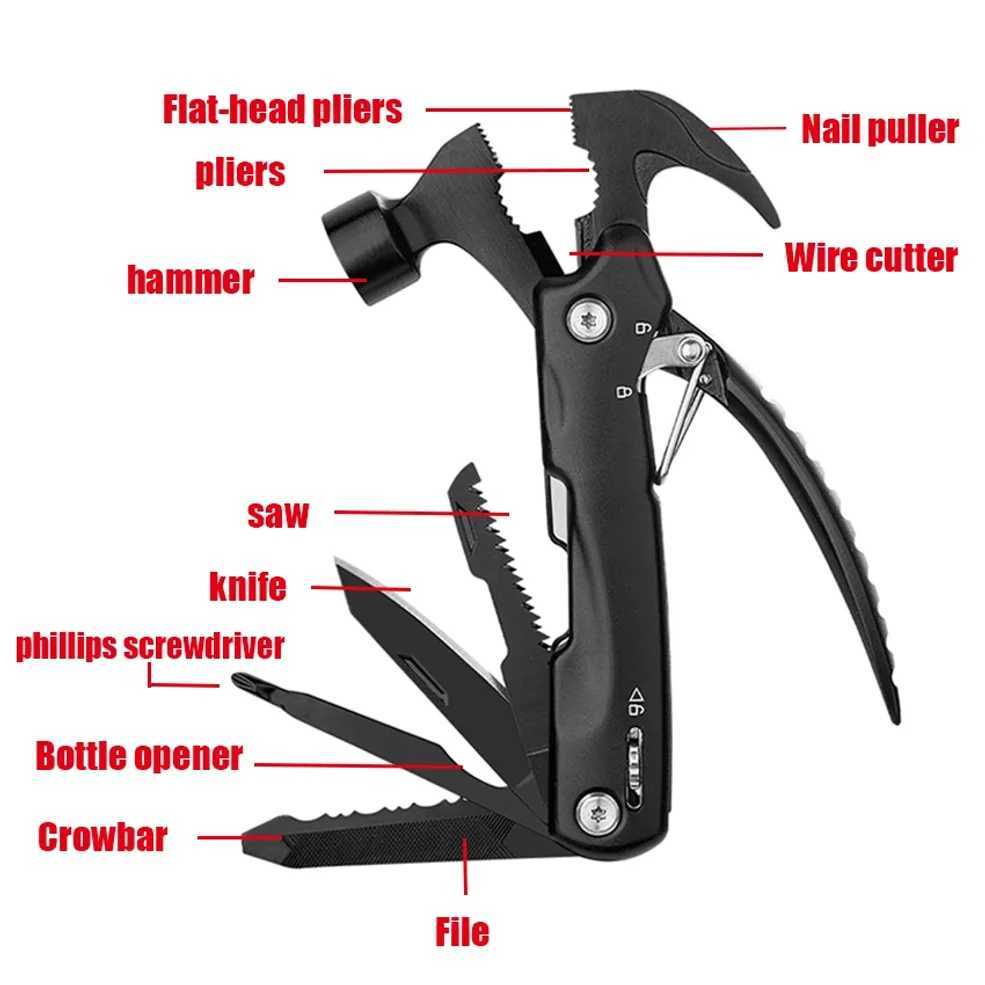 Multifunctional claw hammer multipurpose mini hammer outdoor camping and mountaineering tools multitool pliers mens gift J251121