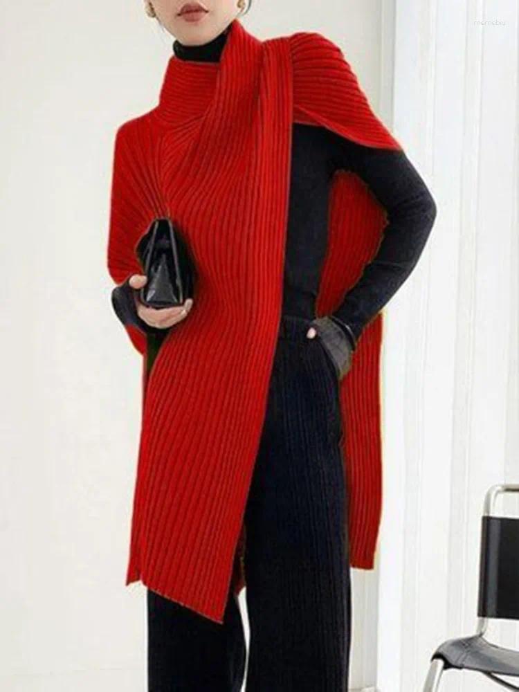 Women's Sweaters Gymystars High Neck Sweater Solid Color Turtleneck Pullovers Fashion Loose Asymmetric Split-Joint Casual Female Tops