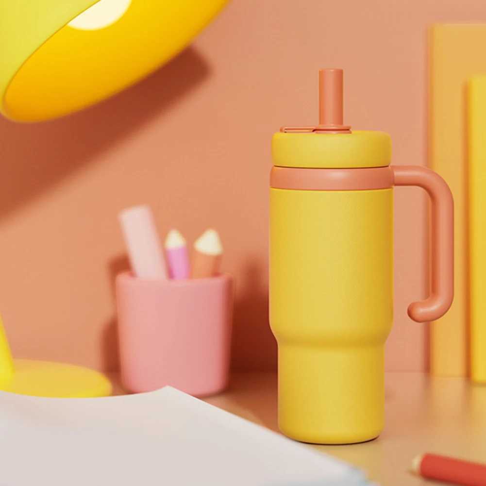 710ML Stainless Steel Whale Fountain Tumbler with Handle with Straw Drinking Cup Leak Proof Vacuum Cup for Baby Teens and Adults C251008