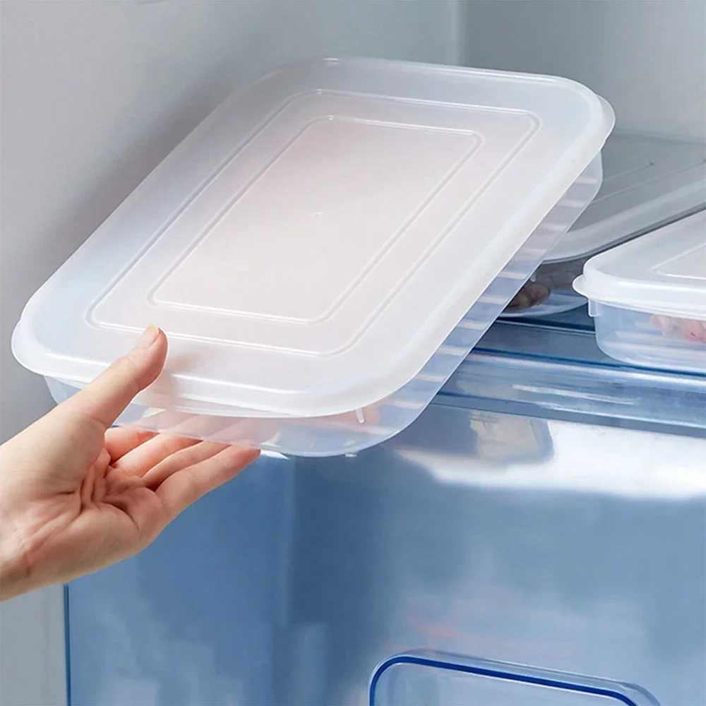 1pc Transparent With cover Grid Refrigerator Large Capacity Storage Box Frozen Meat Compartment Food Subpacked Kitchen Tools Y2510081