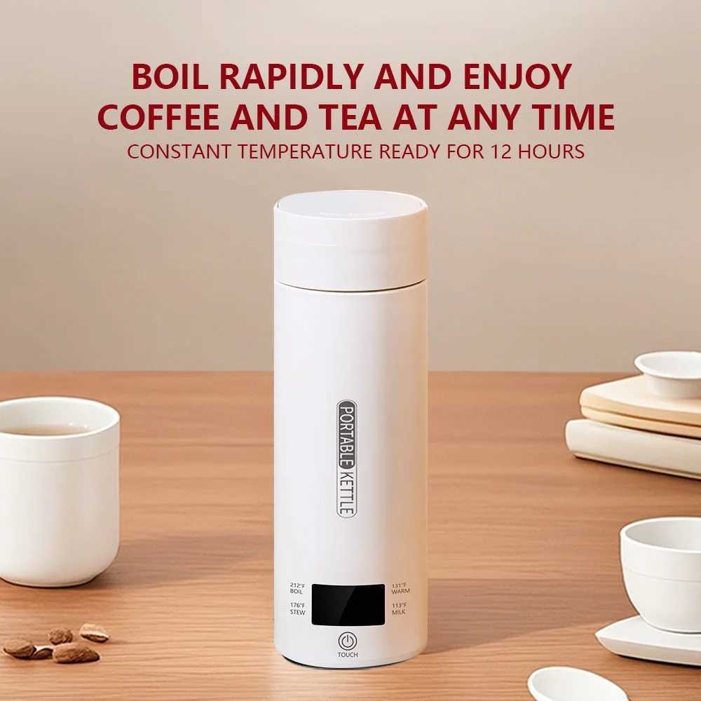 500ML Electric Kettles Portable Tea Coffee Kettle Travel Boil Water Thermal Cup AntiScald Water Bottle English Menu C251008