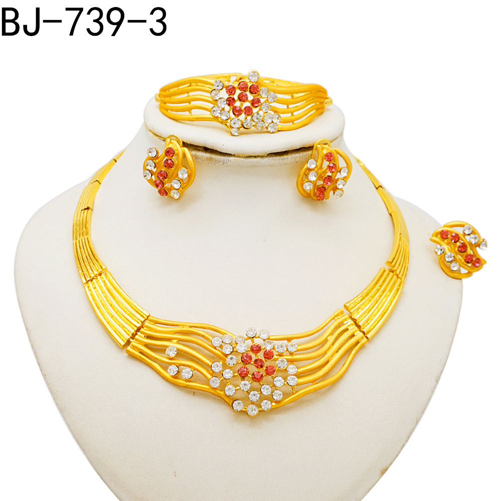 est Italian Gold Plated Jewelry Set Dubai Gold Colou High Quality Ladies Necklace Banquet Wedding Jewelry 250818