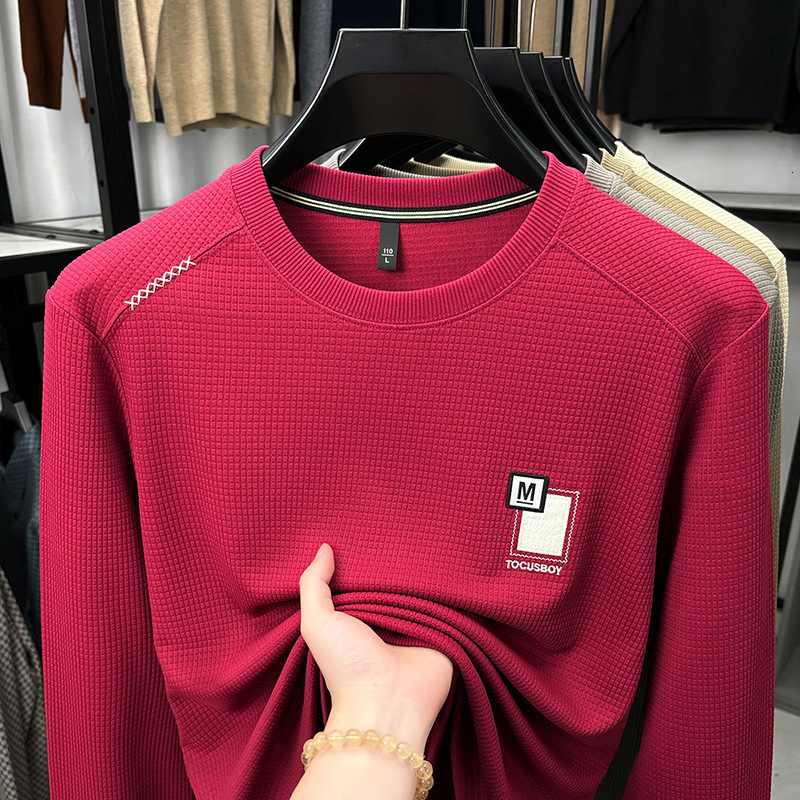 High-end Crew Neck Sweatshirt Men's Long Sleeve T-shirt Spring Autumn Designer Designer Shirt Polo Hoodie 2025 New Jacquard Casual Business Base 