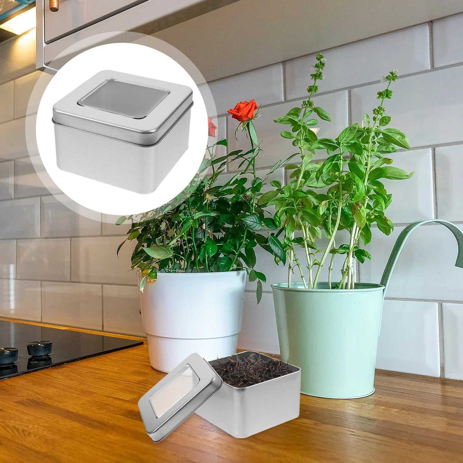 Square Empty Tin Metal Capacity Storage for Tea Spices Crafts Gift Packing Favor Clear Tin C251008