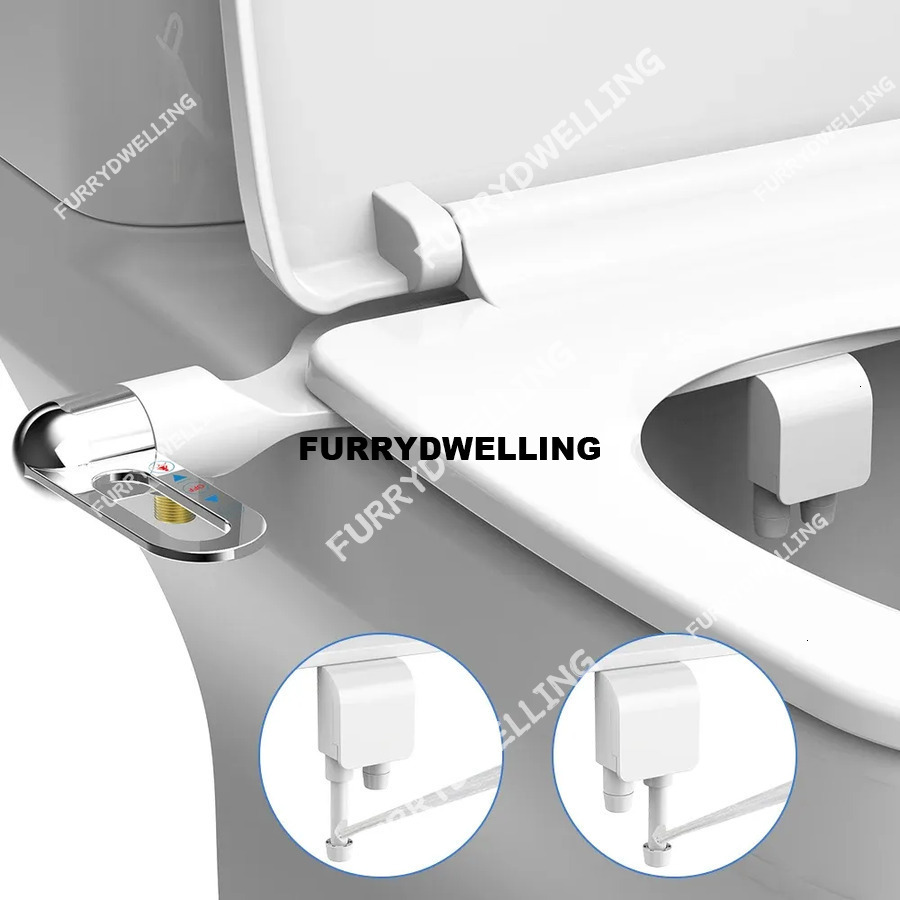 Bidet Toilet Seat New Dwe74 Lightweight Ultra-Thin Non-Electric Double Nozzle Adjustable Water Pressure