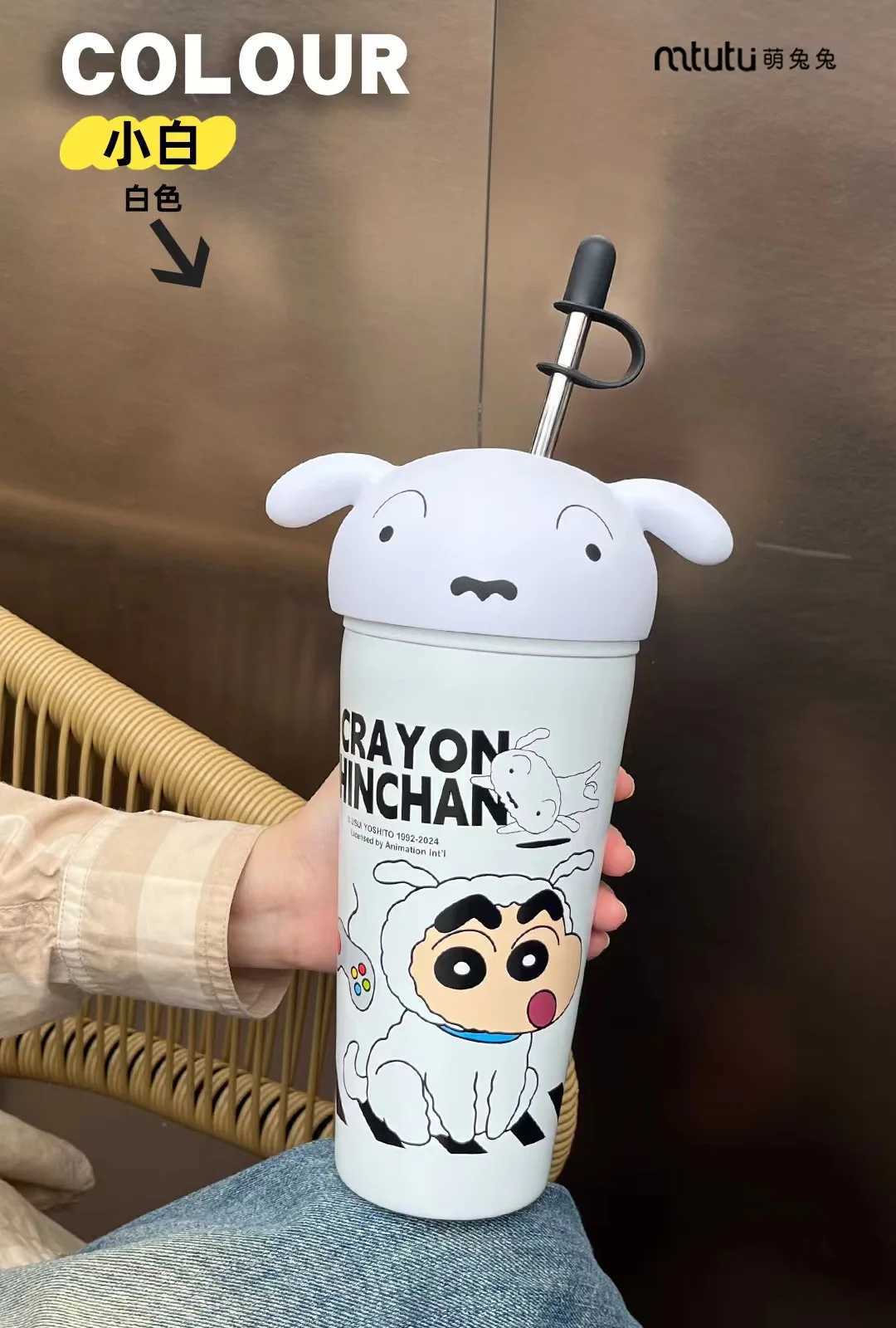 Kawaii Crayon Shinchan Thermos Mug Food Grade Material Stainless Steel Mug Easy to Carry Cartoon Childrens Straw Mug Gifts C251008