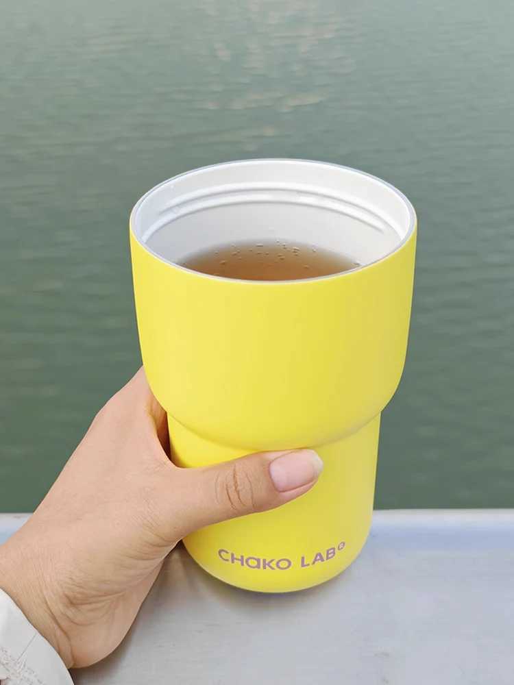 Chakolab 530ML Thermos Cup With Ceramic Inner Pot Straw Coffee Cup Portable Outdoor Camping Water Glasss Birthday Gifts C251008