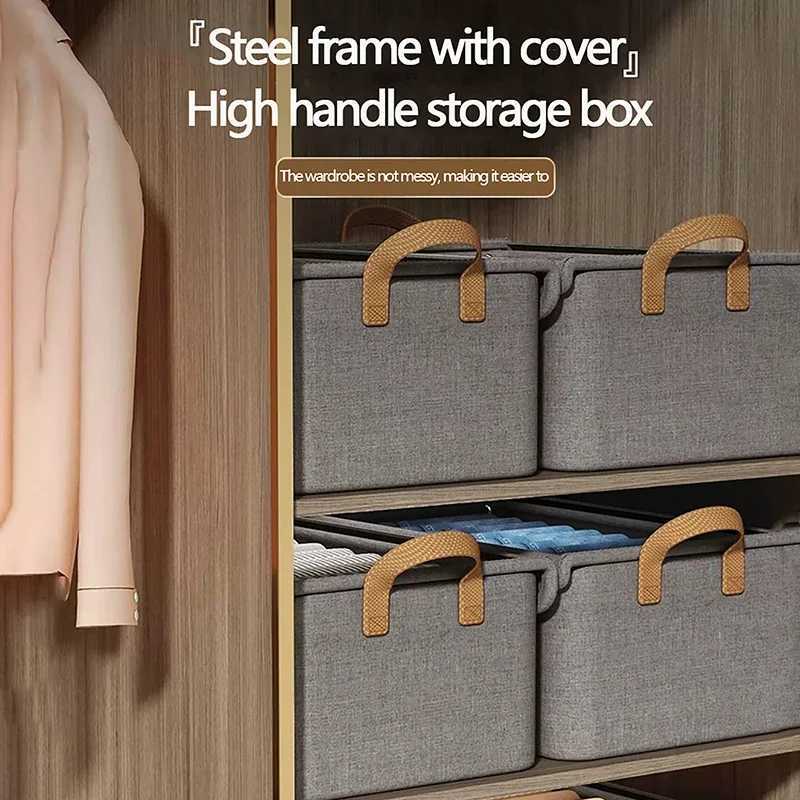 Steel Frame Folding Storage Boxes Dustproof Moistureproof Clothes Trousers Socks Home Organization Drawer Wardrobe Storage Box C251008