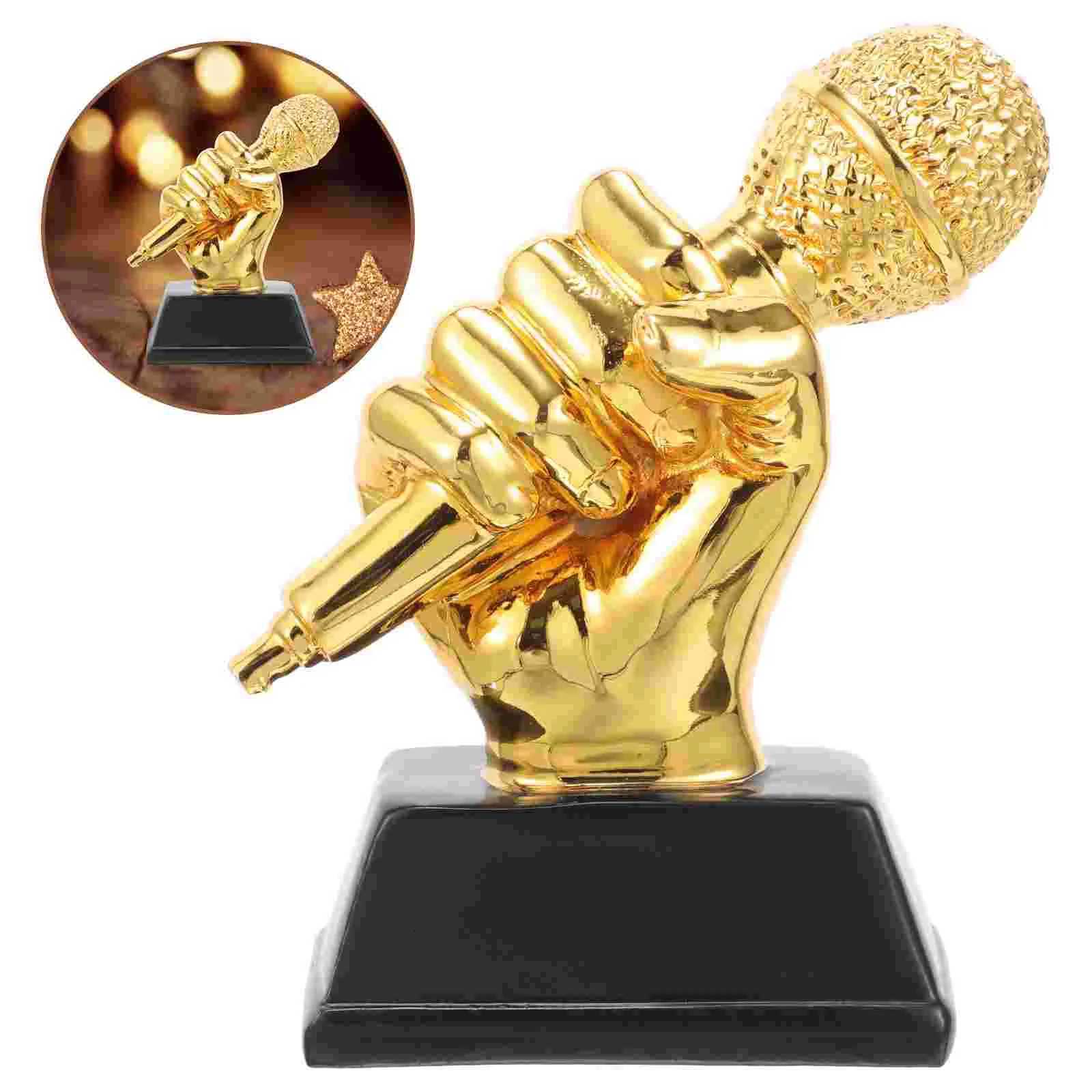 Microphone Trophy Award Singing Party sic Decor Trophies Resin Speech Accessory Children Karaoke Small Dance Souvenirs gifts Y251008