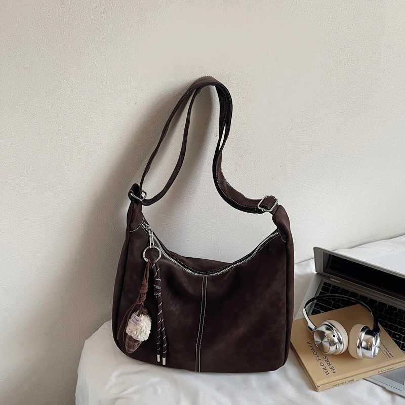 Designer Solid Quality Suede Shoder Bag Large Capacity Zipper Thread Fi Crossbody Bag Hot S Bags for Wen Bolsas Femini1 Y251120