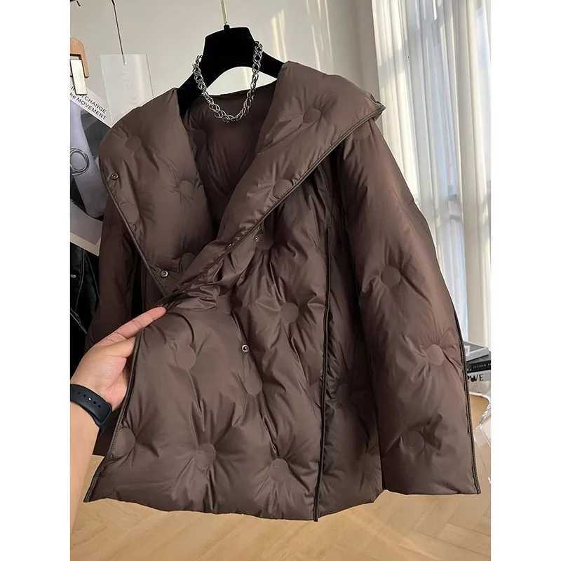 Korean White Duck Down Winter Women Jacket Thicken Puffer Coat 2024New Loose-fit Parka Hooded Warm Cotton-padded Jacket OuterwerT251105
