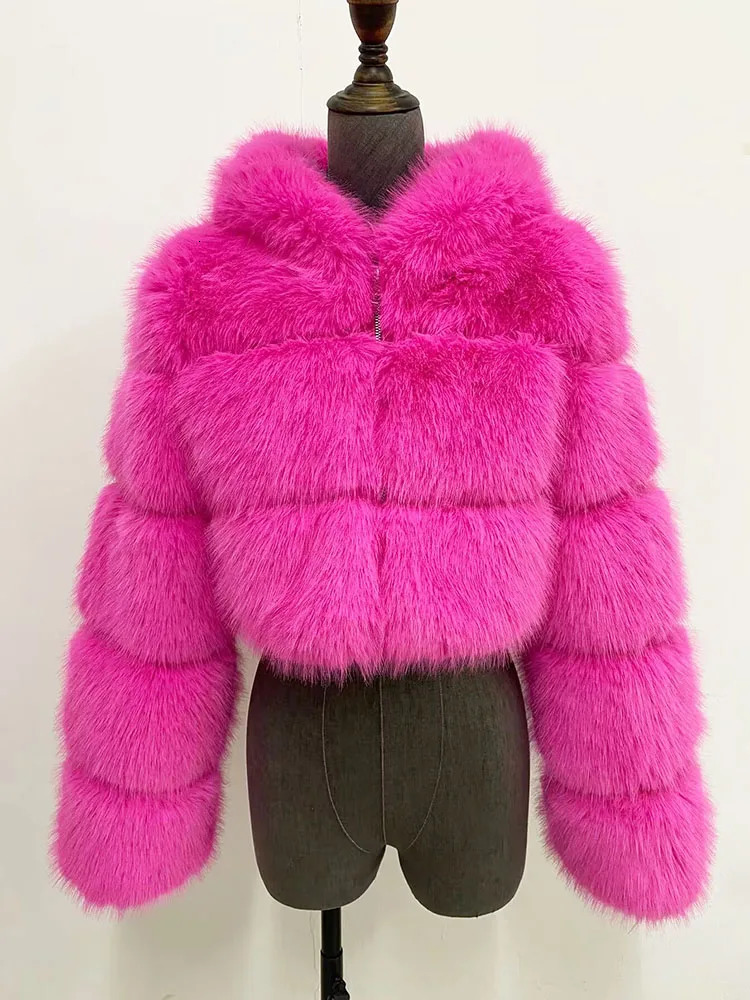 ZADORIN High Quality Hooded Short Faux Fur Coat Woman Clothing Winter Furry Jacket in Coats Jackets Top Sexy 251106