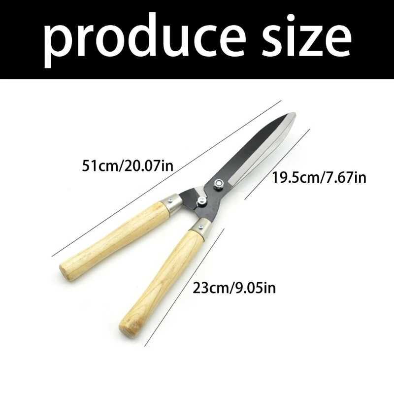 Garden Hedge Shear Heavy Duty Pruning Shear for Trimming Borders Bushes Manual Hedge Scissor with Wooden Handle J251121
