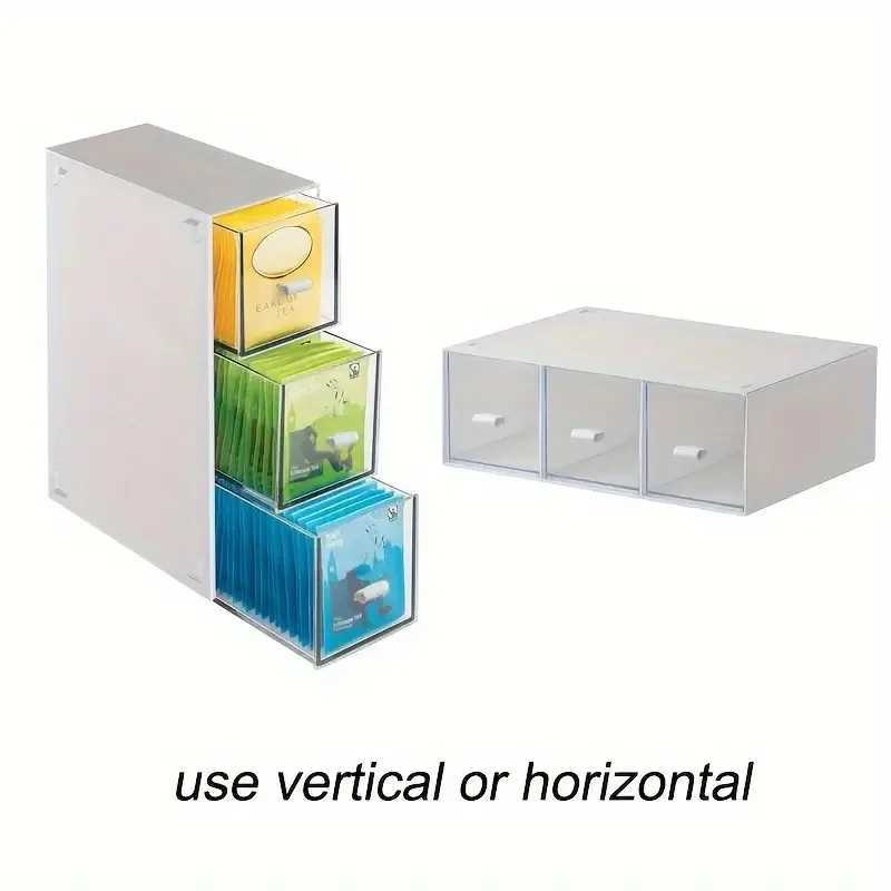 1 drawer tea bag storage box Kitchen storage drawer basket cabinet countertop storage box Coffee tea sugar storage supplies C251008