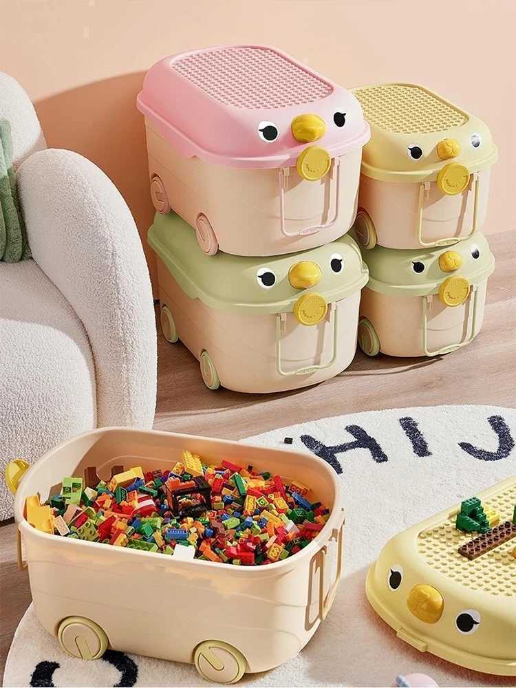 Kids Toy Storage Box Plastic Nursery Cute Organizer Bin Kids Room Clothes Toys Snacks Books Storing Box Organization Storage C251008