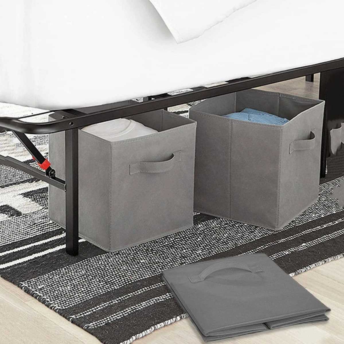 1pc Grey uncovered square storage box with foldable fabric for household use snacks and miscellaneous items sorting basket C251008