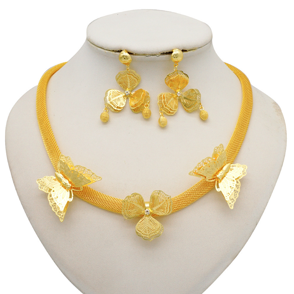 est Italian Gold Plated Jewelry Set Dubai Gold Colou High Quality Ladies Necklace Banquet Wedding Jewelry 250818