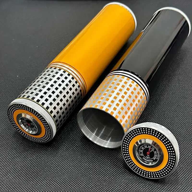 Metal Stainless Steel Portable Cigar Case Box for Travel 3 cigars Moisturizer Humidor Storage Tube Smoking Accessories Gift 917 Y251008