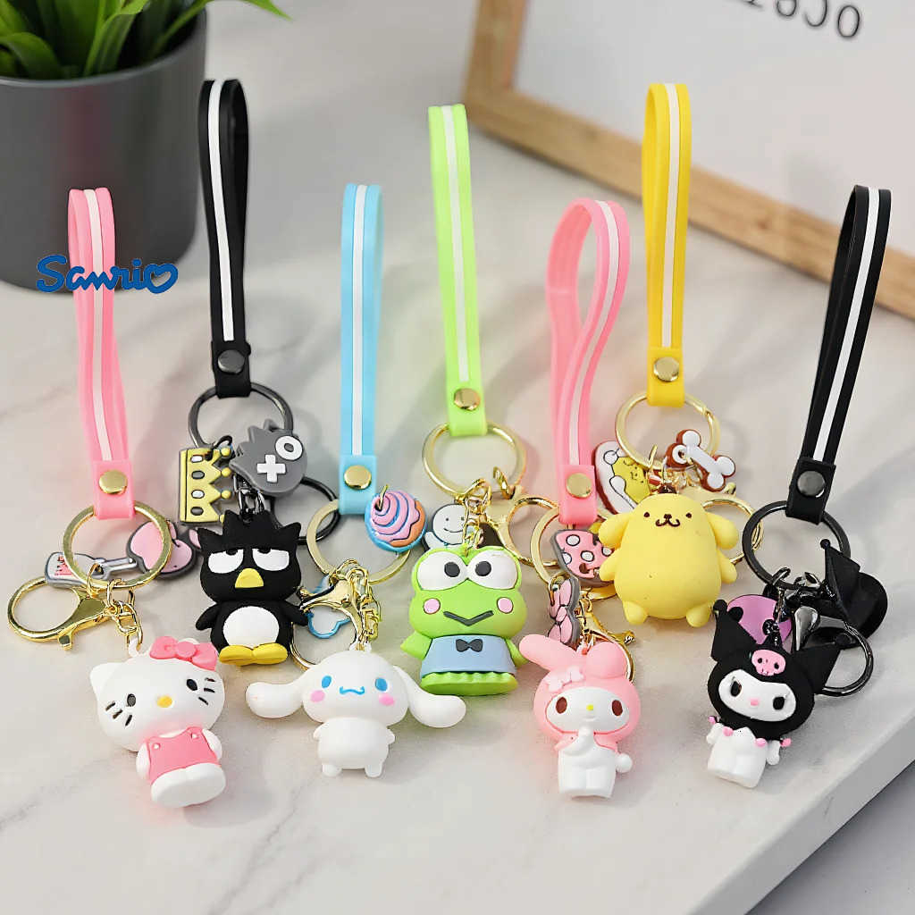 Sanrio Keychain Cartoon Character Keychain Hello Kitty My Melody Kerop BadtzMaru Cainamoroll Backpack Pendant Toys Girls Gifts L251008