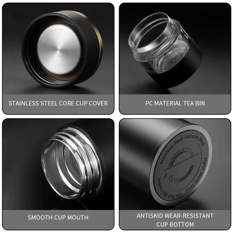 Cups Intelligent 304 Stainless Steel Vacuum Cup Temperature LED Display Tea Cup With Glass Partition Tea And Water Vacuum Bottle C251008