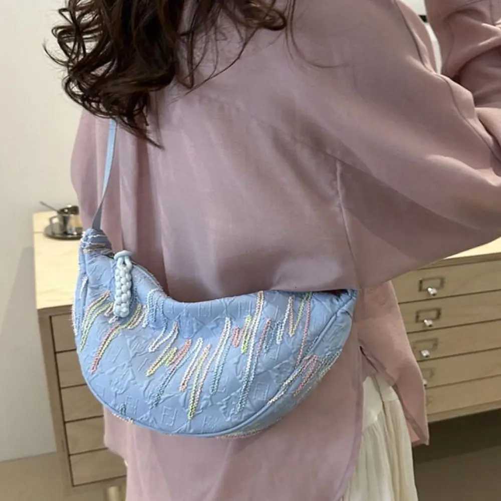 Fashion Nylon Crossbody Bags Solid Color Vintage Messenger Bag Colored Shoulder Strap Bucket Bag WomenT251007