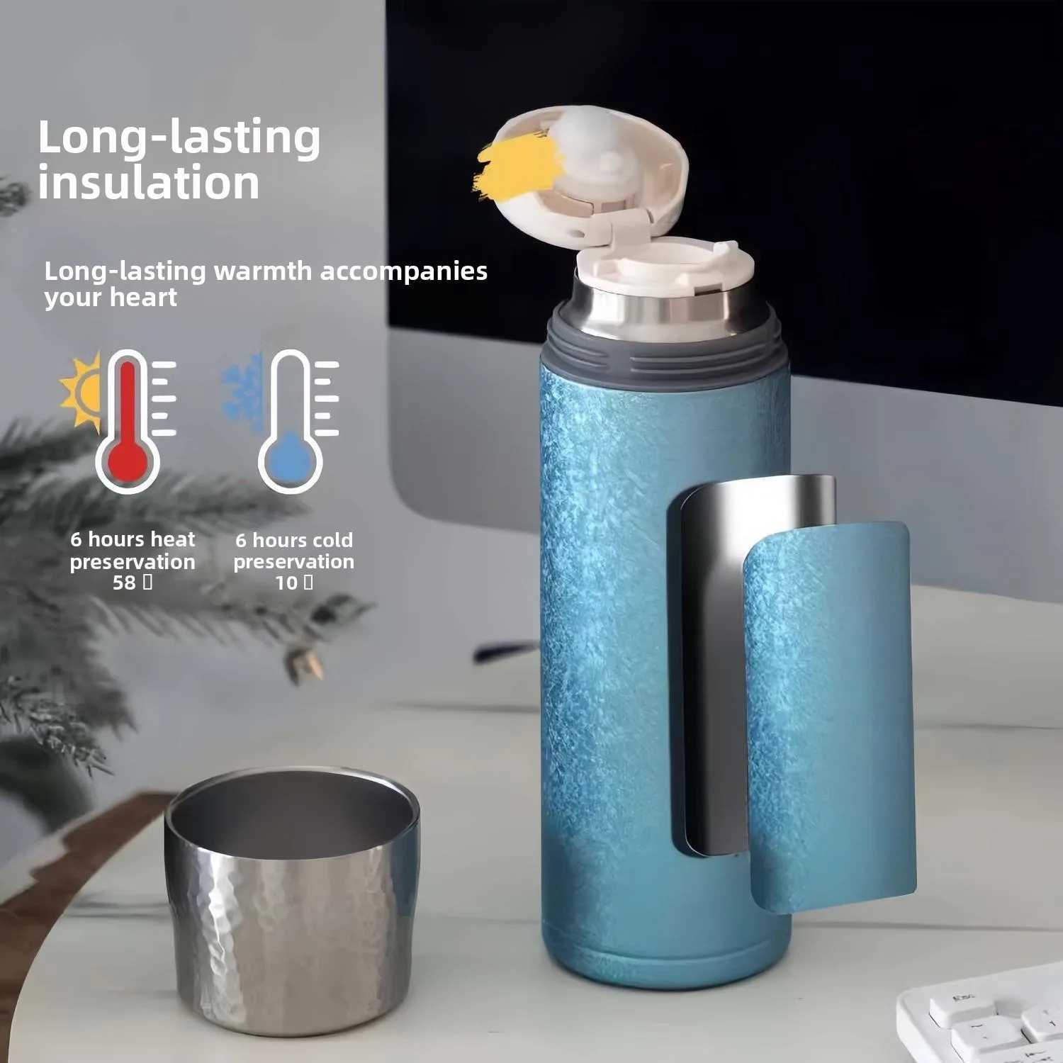 450ML Pure Titanium Stew Thermos Cup Tea Separation Large Capacity Tea Cup Light Luxury Business Office Gift Cup Water Bottles C251008