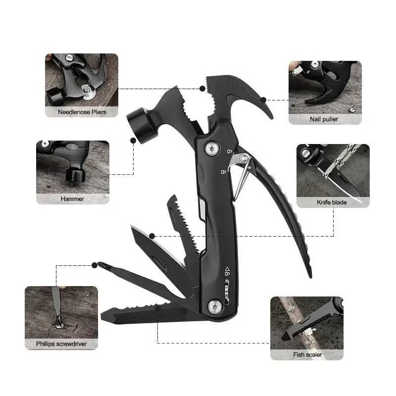Multifunction Mini Hammer Camping Pliers Outdoor Survival Gear Folding Tool Hammer for Camping Accessories and Home Use J251121