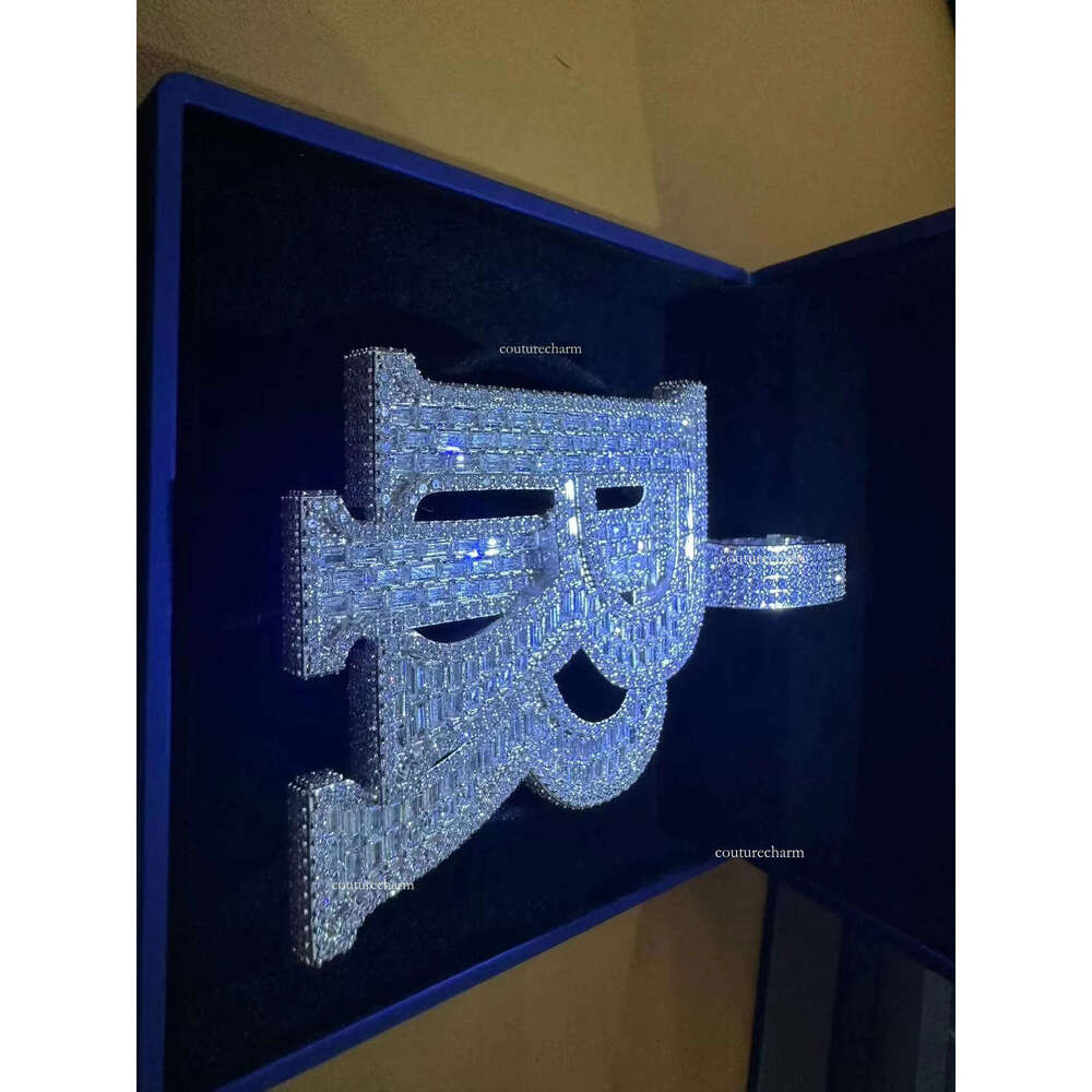 custom pendant cuban Moissanite chain Dia Necklace Iced Out Hip Hop Letter Name Pendant Chain For Men Custom Jewelry
