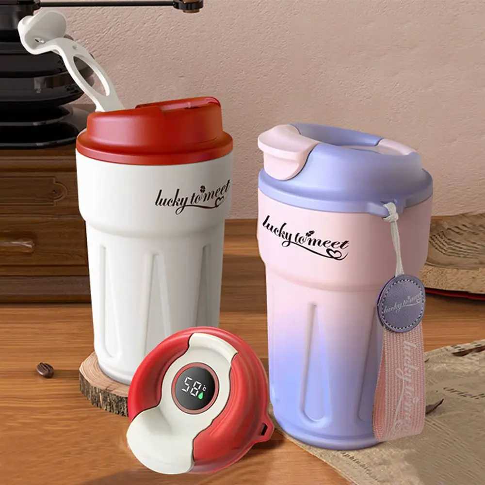 420ML Smart Coffee Cup For Girls Insulated Cups Travel Coffee Mug Stainless Steel Thermos Bottle Vacuum Flasks Christmas Gifts C251008