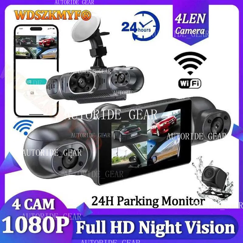 Car Dvr 4*1080P DVR 4 Camera Video Recorder WIFI GPS 360 Dash Cam Front Left Right Rear View Utor28 Camera 24H Hardware Kit Car Assecories R250506