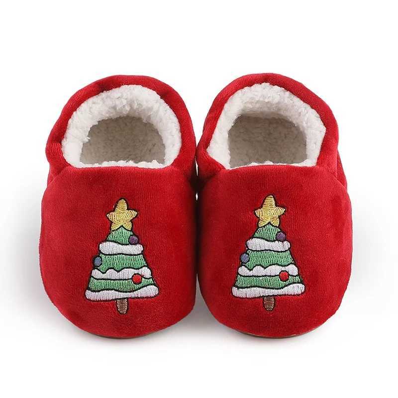 Baby Nonslip Floor Shoes Cute Infant Baby Warm Slipper With Soft Sole Infant Toddler Christmas Tree Printed Walking Shoes 018M C251008