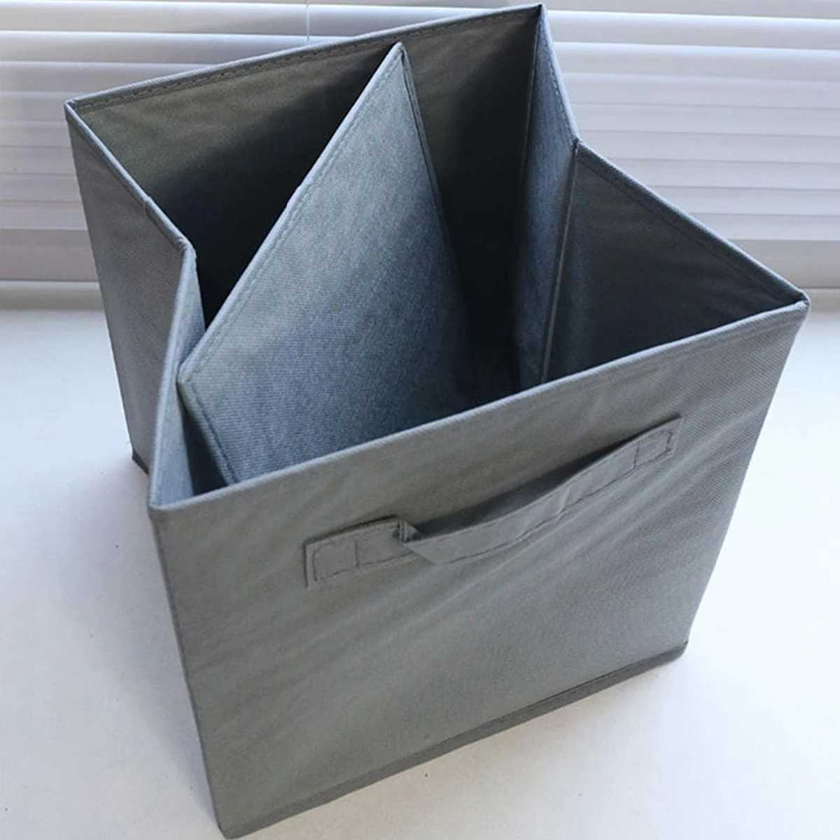 1pc Grey uncovered square storage box with foldable fabric for household use snacks and miscellaneous items sorting basket C251008