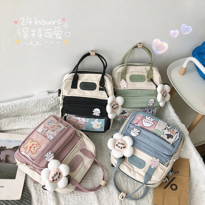 Ship from US Fashion Kawaii Backpack Laptop Rucksack Student School Bags Teenger Bookbag Female Mochila Bagpack Shoulder Bag Pack 250228FBB