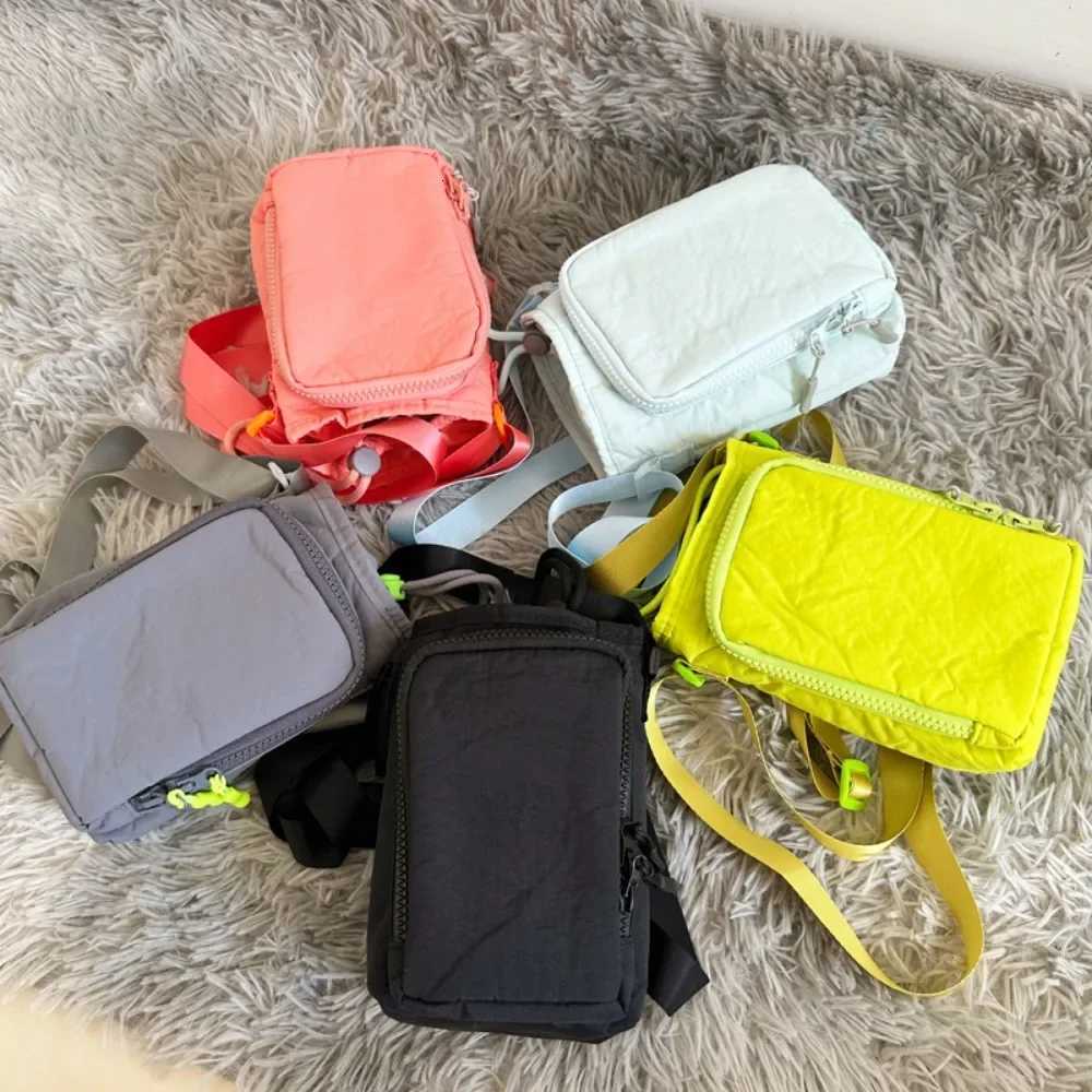 Womens Drawstring Middle Crossbody Bag Nylon Waterproof Shoulder Mobile Phone Bag Running Sports Gym Travel Water Bottle BagT251007