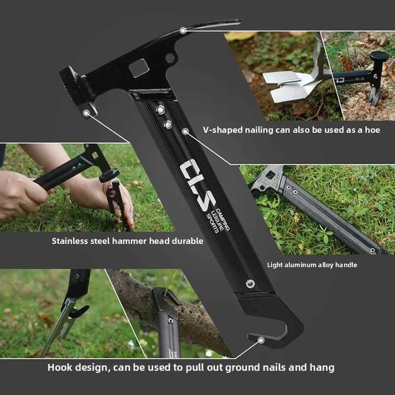 CLS Outdoor Tools Mini Tent Hammer Multi Functional Stainless Steel Aluminum Alloy Handle Camping Skyline Hammer Small Hammer J251121