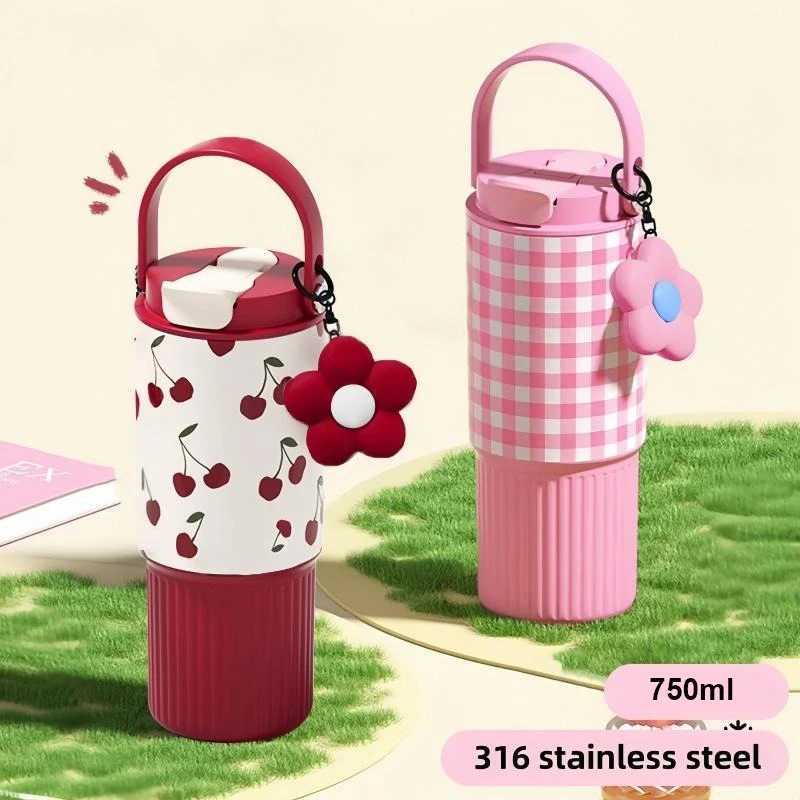Cute Tumbler 750ML Water Bottle 316 Stainless Steel Vacuum Thermos Bottle Insulated Portable Thermos Cup Gift For Woman Girl C251008