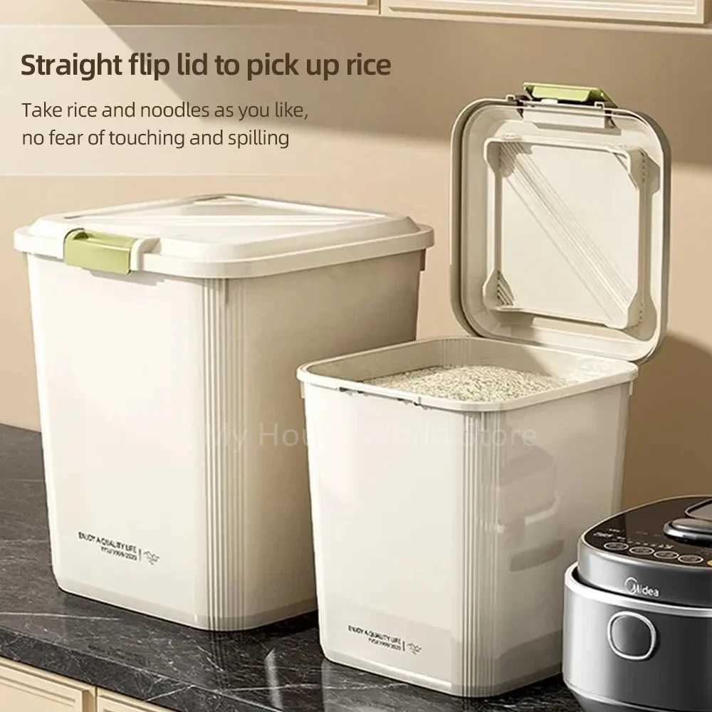 510KG Rice Storage Box Sealed Cereal Dispenser with Buckle Waterproof Insect Proof Grain Pet Food Container Kitchen Organizer C251008